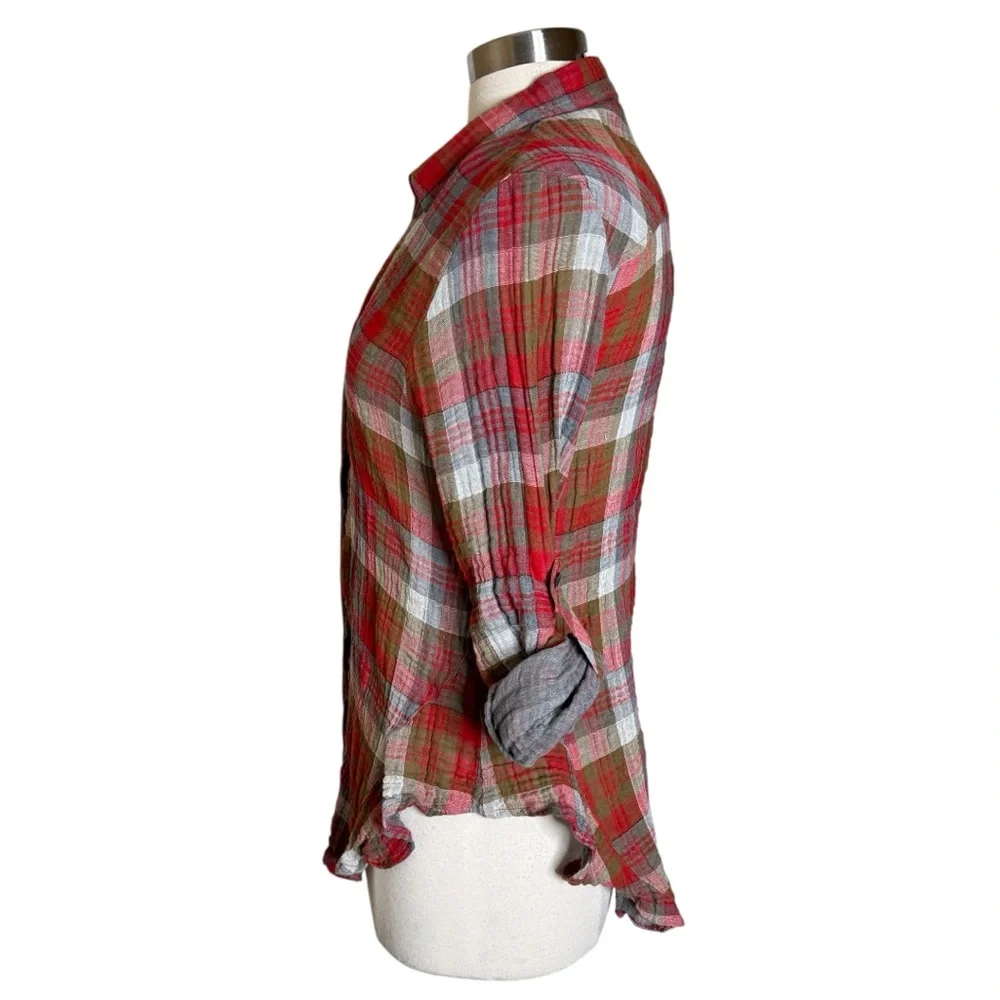 Finley Kings Road Plaid Button Up Roll Tab‎ Sleeve Shirt Womens Size Medium